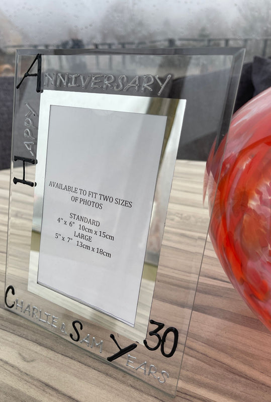 30th Wedding Anniversary Gift Photo Frame Portrait (Blk/Sil)