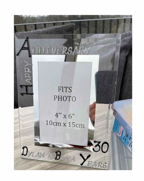 Personalised 30th Wedding Anniversary Gift : Photo Frame Portrait (Blk/Sil)