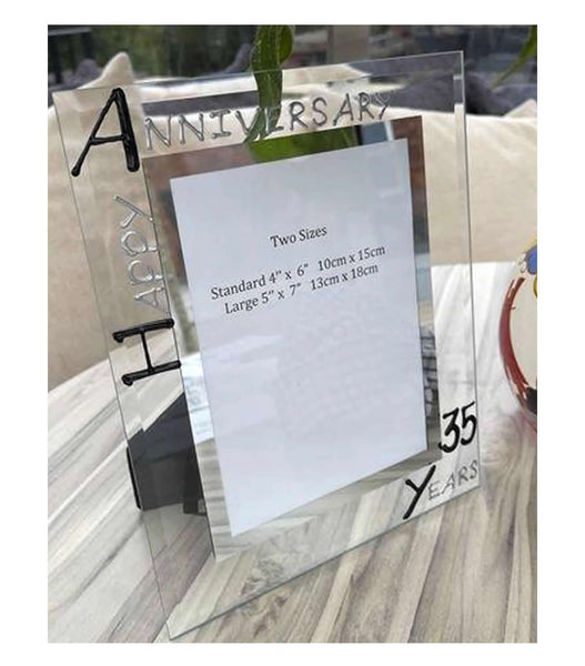 35th Wedding Anniversary Gift Photo Frame Portrait (Blk/Sil)