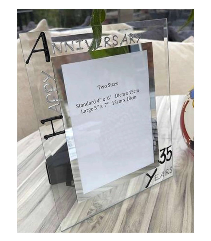 35th Wedding Anniversary Gift Photo Frame Portrait (Blk/Sil)