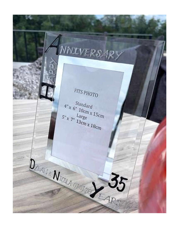35th Wedding Anniversary Gift Photo Frame Portrait (Blk/Sil)