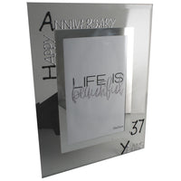 37th Wedding Anniversary Gift Photo: Frame Portrait (Blk/Sil)