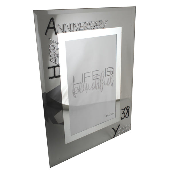 38th Wedding Anniversary Gift Photo: Frame Portrait (Blk/Sil)