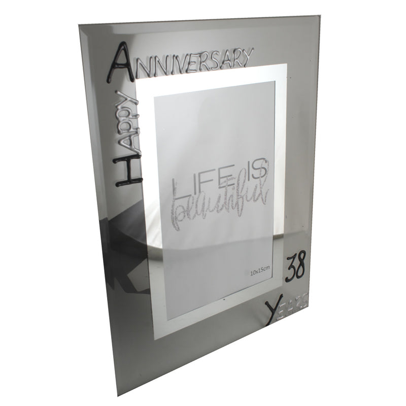 38th Wedding Anniversary Gift Photo: Frame Portrait (Blk/Sil)