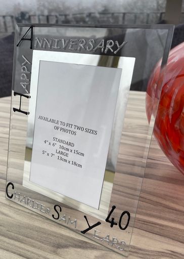 40th Wedding Anniversary Gift Photo Frame Portrait (Blk/Sil)
