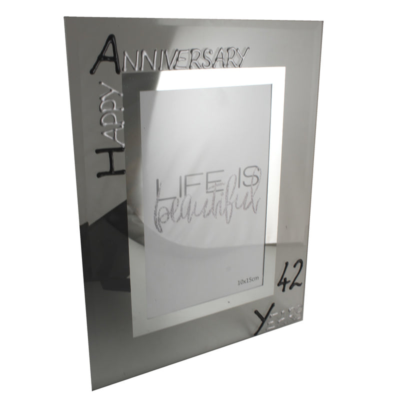 42nd Wedding Anniversary Gift Photo: Frame Portrait (Blk/Sil)