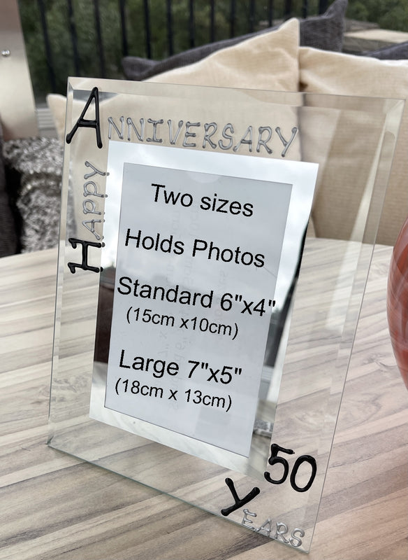 50th Wedding Anniversary Gift Photo Frame Portrait (Blk/Sil)