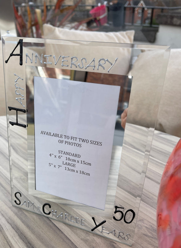 50th Wedding Anniversary Gift Photo Frame Portrait (Blk/Sil)