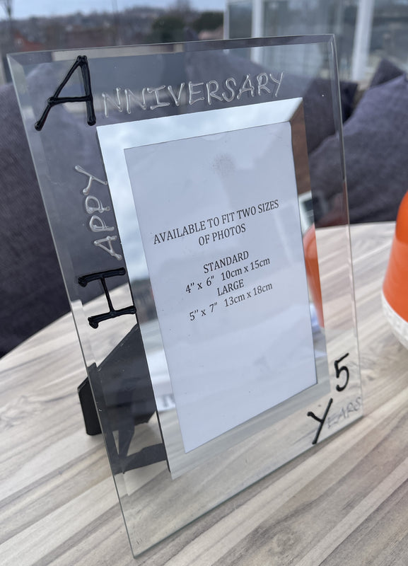 5th Wedding Anniversary Gift Photo Frame Portrait (Blk/Sil)