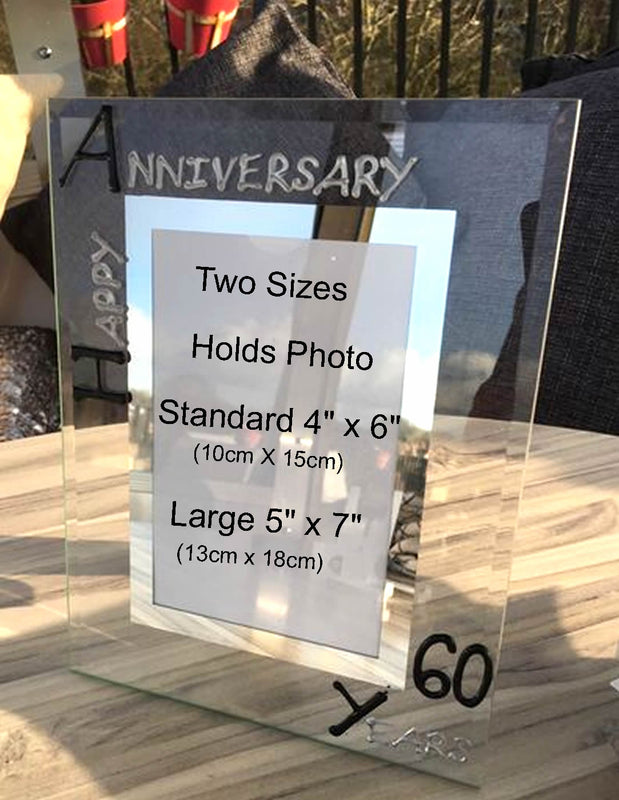 60th Wedding Anniversary Gift Photo Frame Portrait (Blk/Sil)