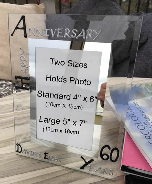 60th Wedding Anniversary Gift Photo Frame Portrait (Blk/Sil)