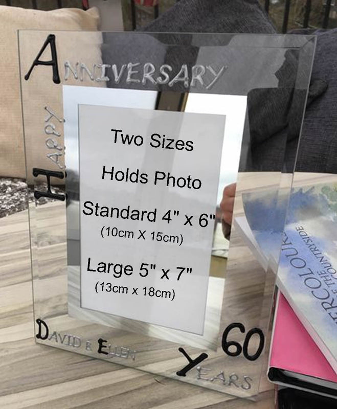 60th Wedding Anniversary Gift Photo Frame Portrait (Blk/Sil)