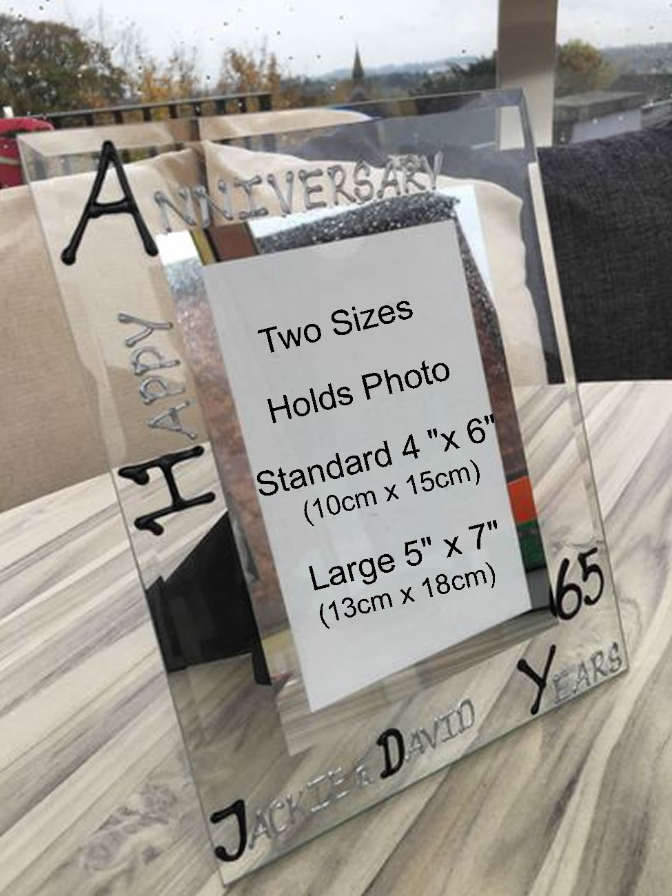 Personalised 65th Anniversary Port Picture Frame Black/Silver