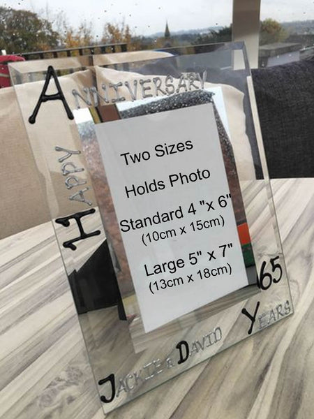 65th Wedding Anniversary Gift Photo Frame Portrait (Blk/Sil)