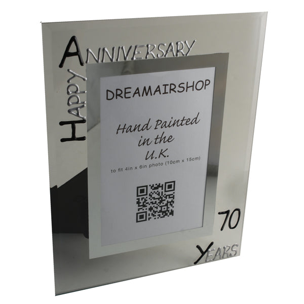 70th Wedding Anniversary Gift Photo Frame Portrait (Blk/Sil)