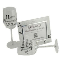 45th Wedding Anniversary Wine Frame: Gift Set (Blk/Sil)