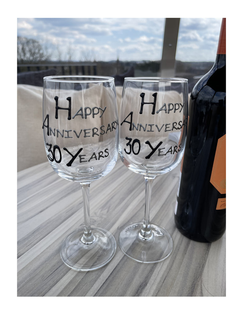 30th Anniversary Wine Glasses B/S