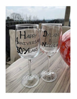Personalised 30th Wedding Anniversary Wine: Glasses (Blk/Sil)