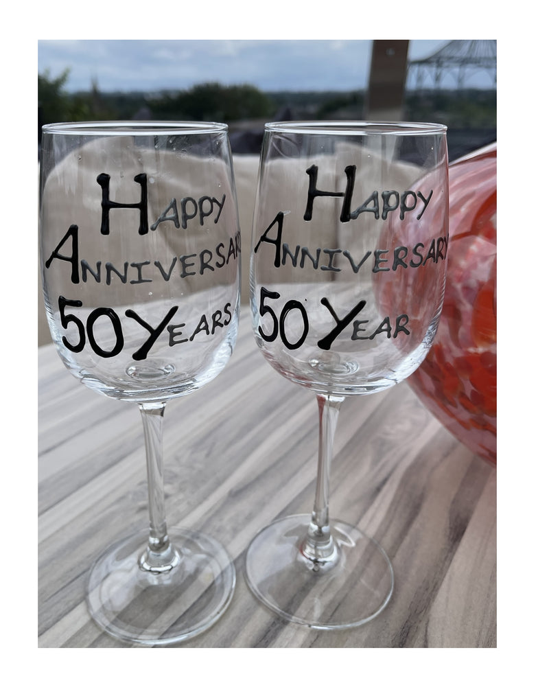 50th Anniversary Wine Glasses B/S