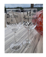 50th Wedding Anniversary Wine Glasses: (Blk/Sil)