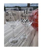 Personalised 50th Wedding Anniversary Wine: Glasses (Blk/Sil)