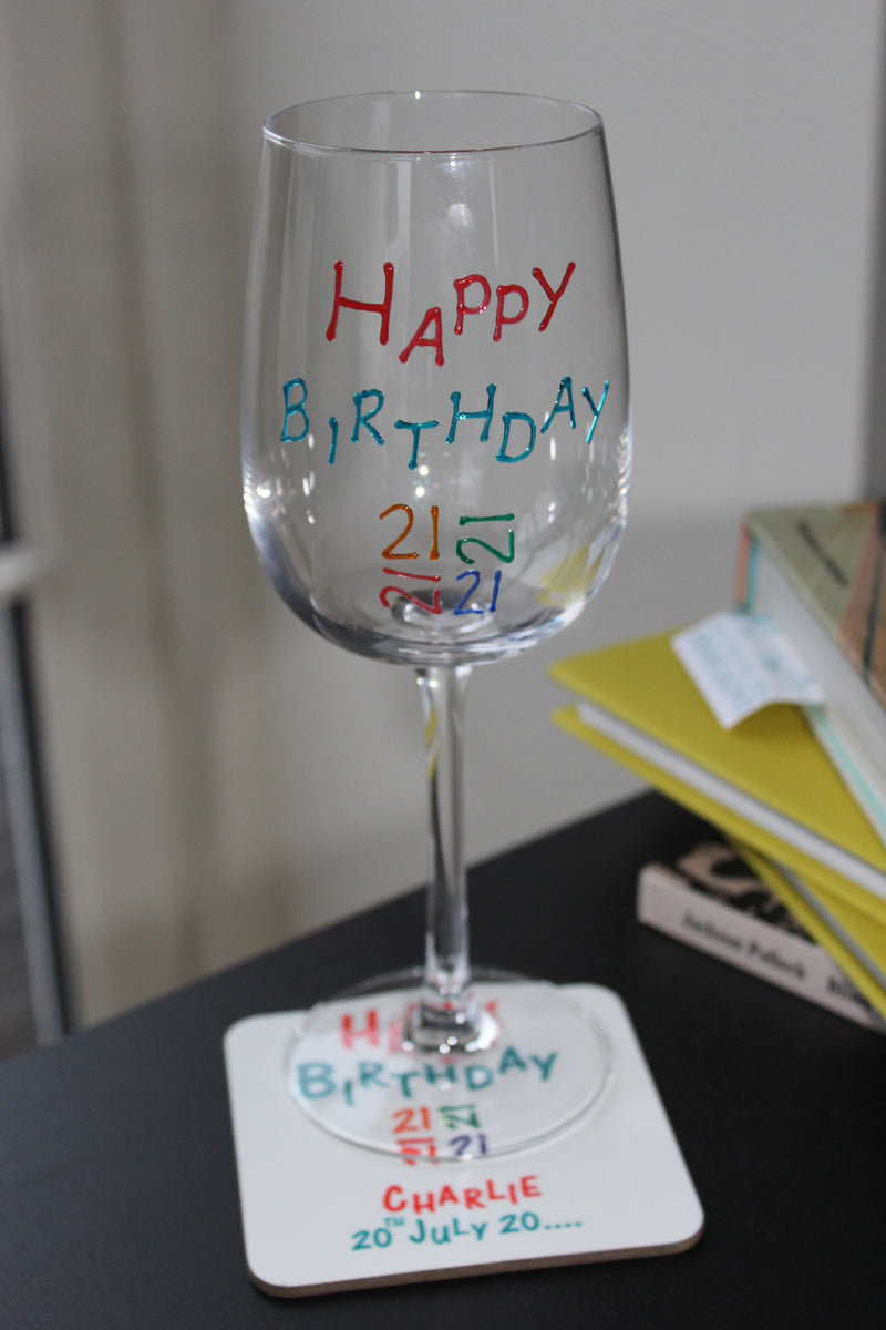21st Birthday Wine Glass Brights