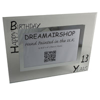 13th Birthday Gift photo frame frame: Landscape (Blk/Sil)