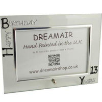 Personalised 13th Birthday Photo Frame: Landscape (Blk/Sil)