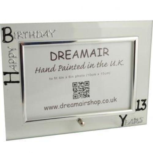 Personalised 13th Birthday Photo Frame: Landscape (Blk/Sil)