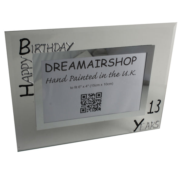 13th Birthday Gift photo frame frame: Landscape (Blk/Sil)
