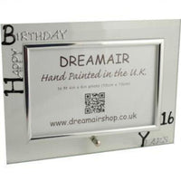 Personalised 16th Birthday Photo Frame: Landscape (Blk/Sil)