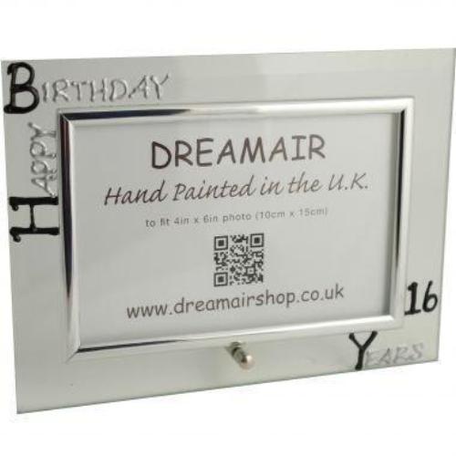 Personalised 16th Birthday Photo Frame: Landscape (Blk/Sil)