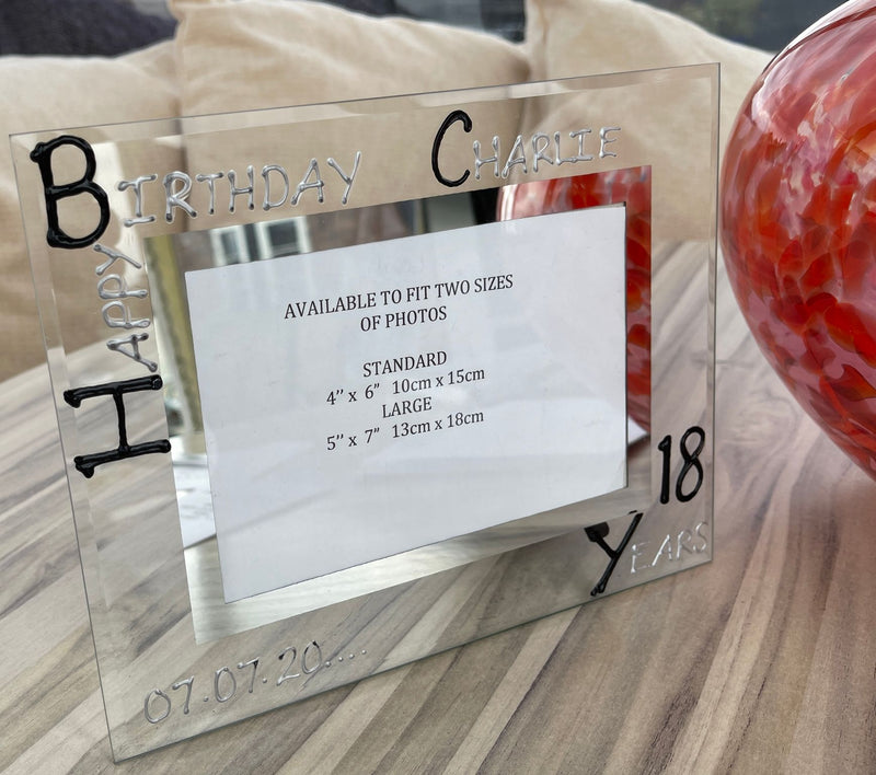 Personalised 18th Birthday Photo Frame: Landscape (Blk/Sil)