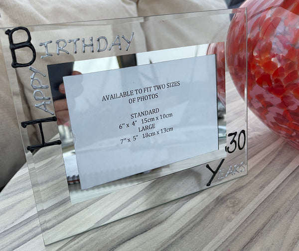 30th Birthday Gift photo frame frame: Landscape (Blk/Sil)