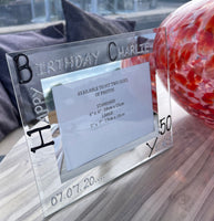 Personalised 50th Birthday Photo Frame: Landscape (Blk/Sil)