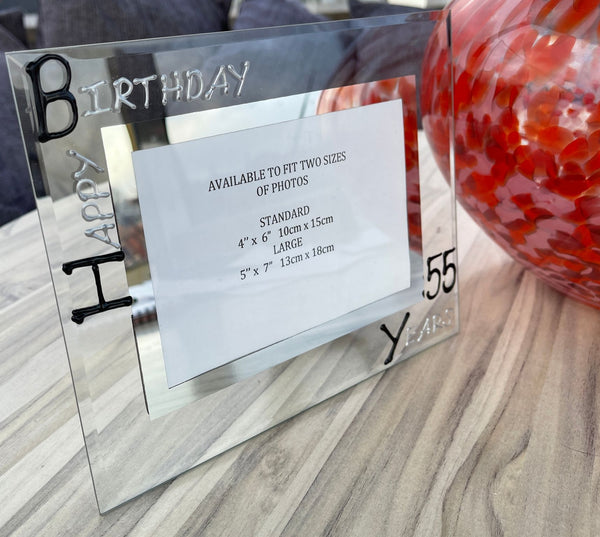 55th Birthday Gift Photo Frame: Landscape (Blk/Sil)