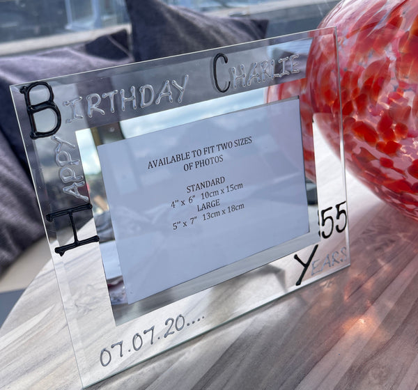 55th Birthday Gift Photo Frame: Landscape (Blk/Sil)