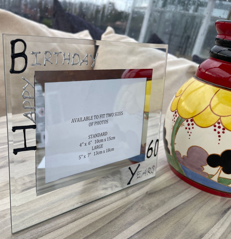 60th Birthday Gift Photo Frame: Landscape (Blk/Sil)