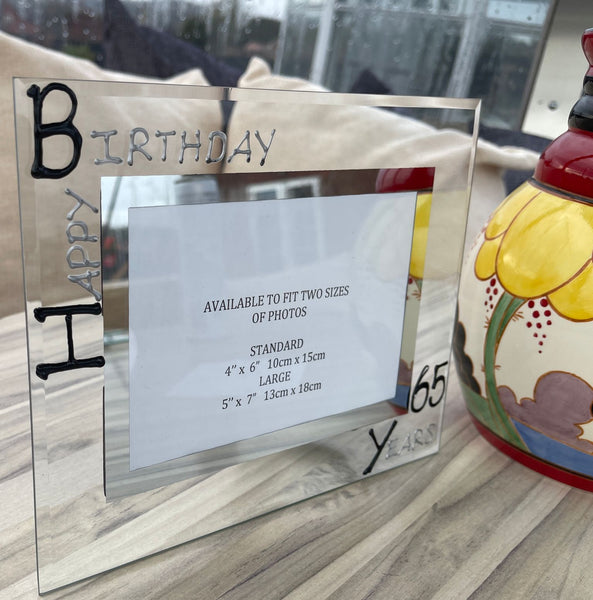 65th Birthday Gift Photo Frame: Landscape (Blk/Sil)