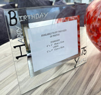 75th Birthday Gift Photo Frame: Landscape (Blk/Sil)