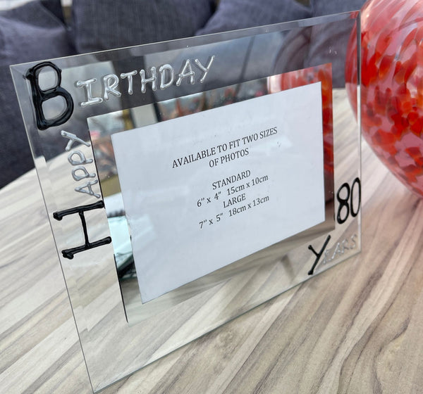80th Birthday Gift Photo Frame: Landscape (Blk/Sil)