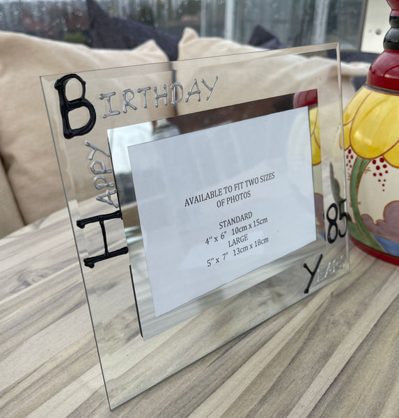 85th Birthday Gift Photo Frame: Landscape (Blk/Sil)