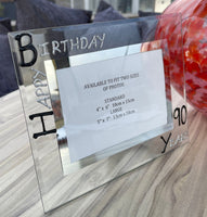 90th Birthday Gift Photo Frame: Landscape (Blk/Sil)