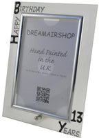 Personalised 13th Birthday Photo Frame: Portrait (Blk/Sil)