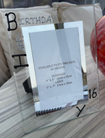 16th Birthday Gift Photo Frame: Portrait (Blk/Sil)