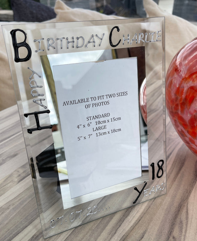 Personalised 18th Birthday Photo Frame: Portrait (Blk/Sil)