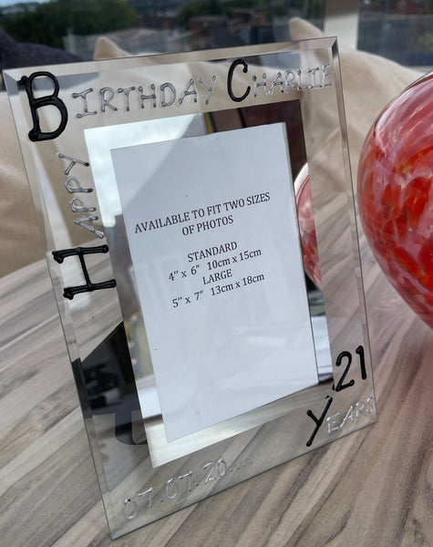 Personalised 21st Birthday Photo Frame: Portrait (Blk/Sil)