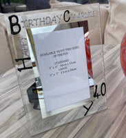 Personalised 40th Birthday Photo Frame: Portrait (Blk/Sil)
