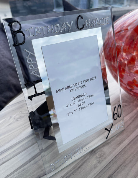 Personalised 60th Birthday Photo Frame: Portrait (Blk/Sil)