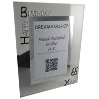 Personalised 65th Birthday Photo Frame: Portrait (Blk/Sil)